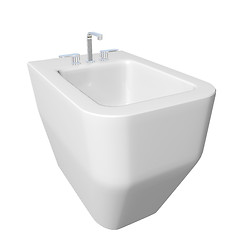 Image showing Square bidet design for bathrooms. 3D illustration.