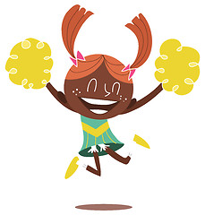 Image showing Illustration of a young smiling cheerleader jumping and cheering