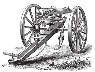 Image showing Galting gun vintage engraving.