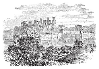 Image showing Aberconway Castle, now known as Conway Castle, in the North coas