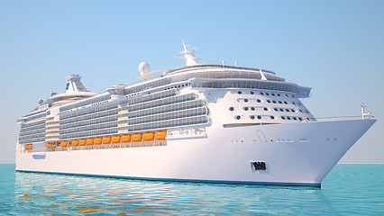 Image showing Cruise ship on the ocean perspective view