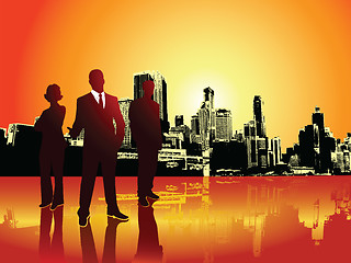 Image showing Corporate or business team with urban background