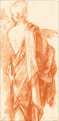 Image showing Sketch of a draped man on old paper