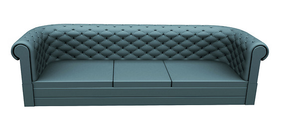 Image showing Turquoise three place leather or fabric sofa