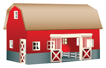 Image showing Red wooden toy barn