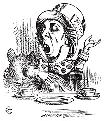 Image showing Hatter engaging in rhetoric, Alice in Wonderland original vintag