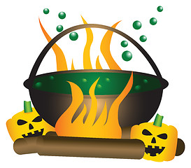 Image showing Halloween theme of a bubbling witch cauldron.