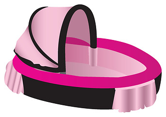 Image showing Pink and black illustration of a baby crib