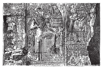 Image showing Bas-relief at Abydos, Egypt