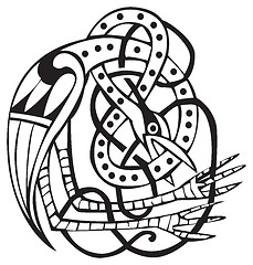 Image showing Celtic design with knotted lines of a bird