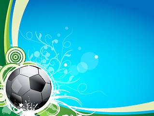 Image showing A soccer sport ball on a blue and green background