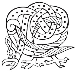 Image showing Celtic design with knotted lines of a bird