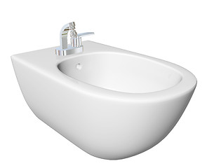 Image showing Round bidet design for bathrooms. 3D illustration.