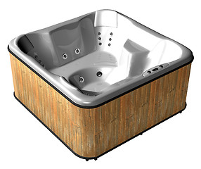 Image showing A wooden cased spa isolated on white