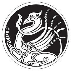 Image showing A druidic astronomical symbol of a phoenix bird