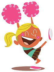 Image showing Yound blond illustration of a smiling cheerleader cheering