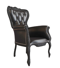 Image showing Comfy black leather office or royal armchair