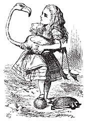 Image showing Alice trying to play croquet with flamingo and hedgehog - Alice'