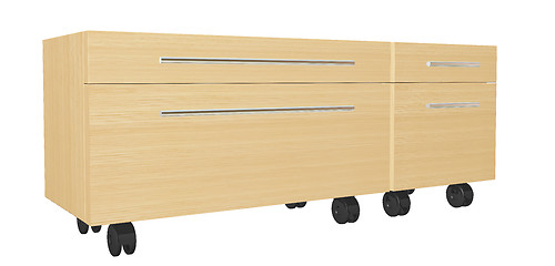 Image showing Bedroom dresser with drawers, on wheels