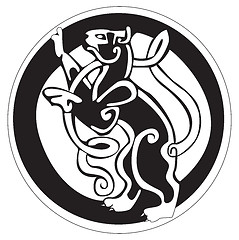 Image showing Celtic design of a cat inside a circle