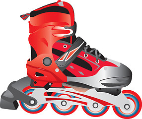 Image showing Red hot plastic and fabric sport rollerblade, vector