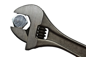 Image showing Adjustable wrench and bolt 