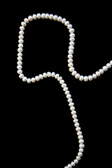 Image showing White pearls on the black silk 