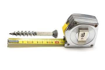 Image showing Tape measure and screw