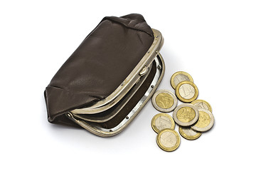 Image showing Old purse and coins