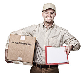 Image showing smiling delivery man