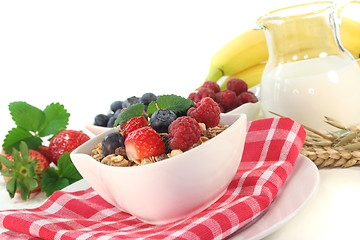 Image showing muesli with fresh fruits and nuts