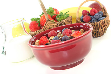 Image showing muesli with fresh fruits and nuts