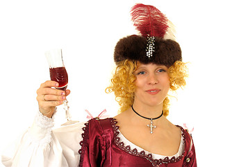 Image showing Woman with red wine