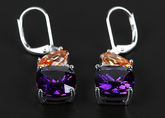 Image showing earrings with purple stones