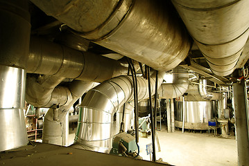 Image showing Industrial zone, Steel pipelines, valves and ladders