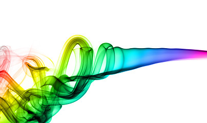 Image showing Abstract colorful swirls of smoke on white
