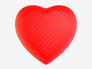 Image showing Red woven fiber heart shape isolated