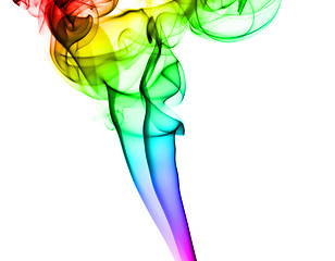 Image showing Abstract colorful smoke pattern on white
