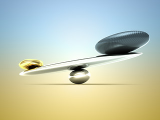 Image showing Weighty thing: scales with carbon fiber shape and gold