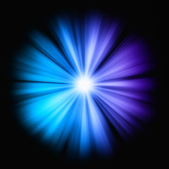 Image showing Blue Beams of light in the dark