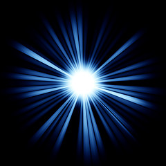 Image showing Blue Beams of light: shining star