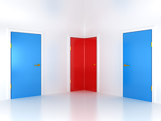 Image showing Right choice: conceptual corner door 