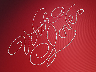 Image showing With love embroidery words on red
