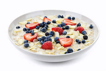 Image showing Bowl of oatmeal with berries