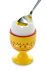 Image showing Soft boiled egg in cup