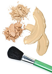 Image showing Powder and foundation makeup with brush