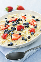 Image showing Bowl of oatmeal with berries