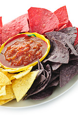 Image showing Tortilla chips and salsa