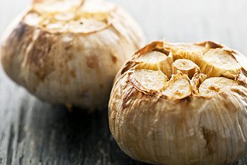 Image showing Roasted garlic bulbs