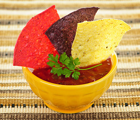 Image showing Tortilla chips and salsa